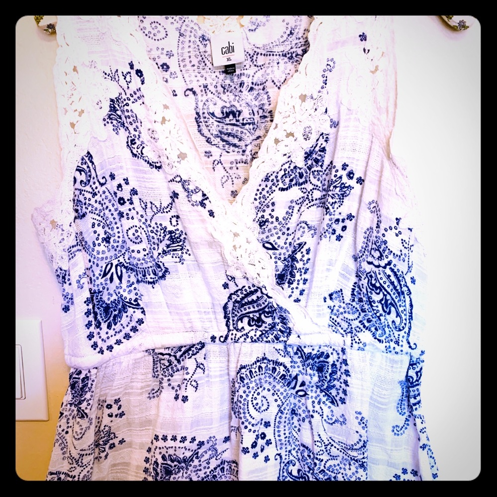 Cabi Empire waist blue and white to